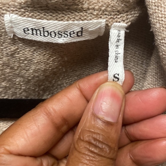 Embossed by Reunited long open front cardigan hoodie size small - Picture 5 of 7